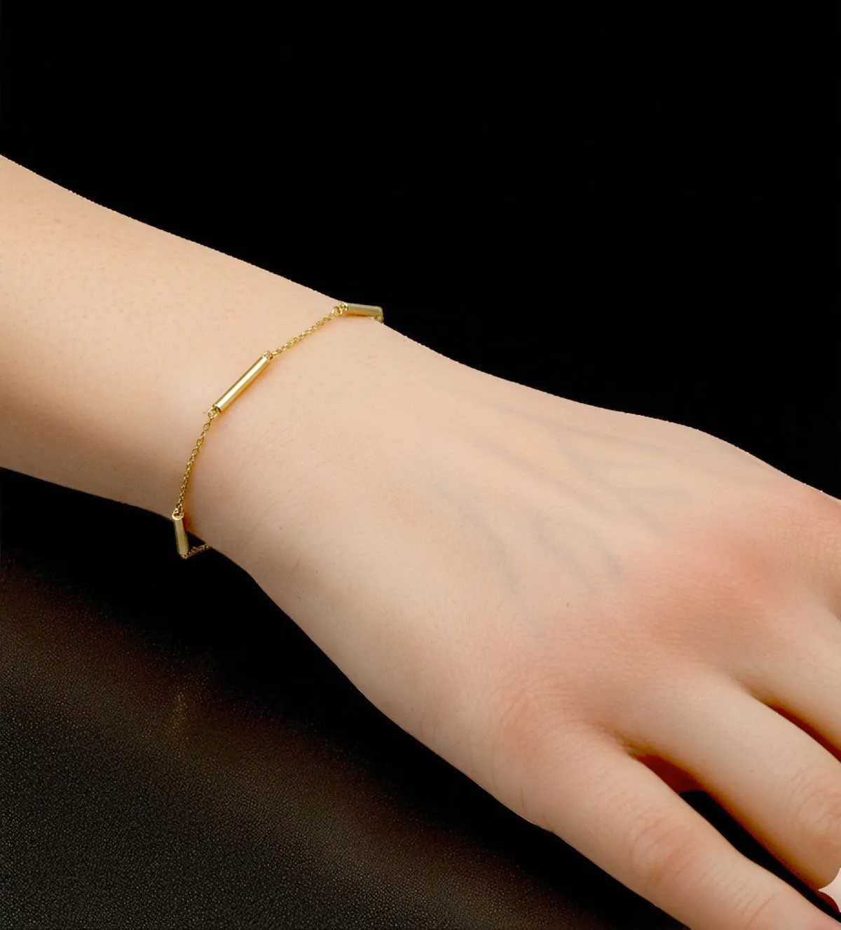 Pulsera de oro 18K entrepiezas cilíndricas 243_401-01319-P Pulsera de oro 18K entrepiezas cilíndricas 243_401-01319-P - Imagen 4