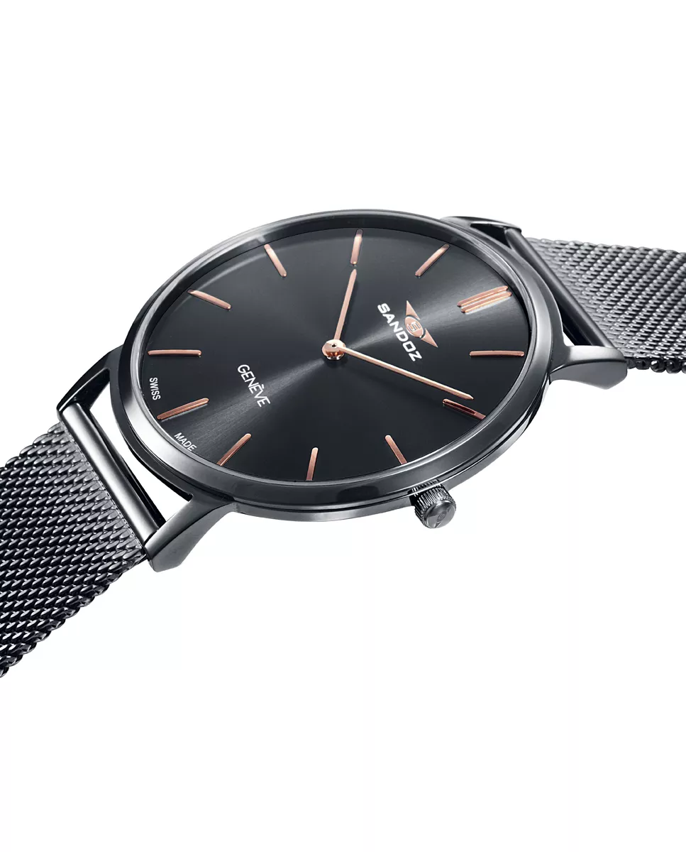 Reloj Sandoz colección Classic extraplano acero pavonado 81445-17&D