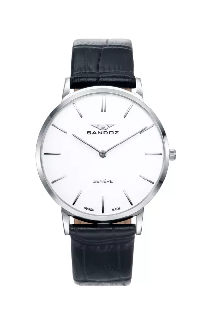 Reloj Sandoz colección Classic extraplano acero y piel 81429-07
