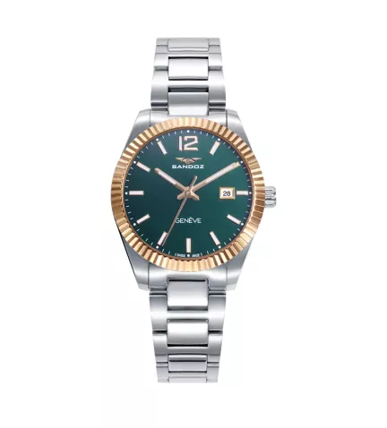 Reloj Sandoz mujer bisel y detalles chapados 81384-65