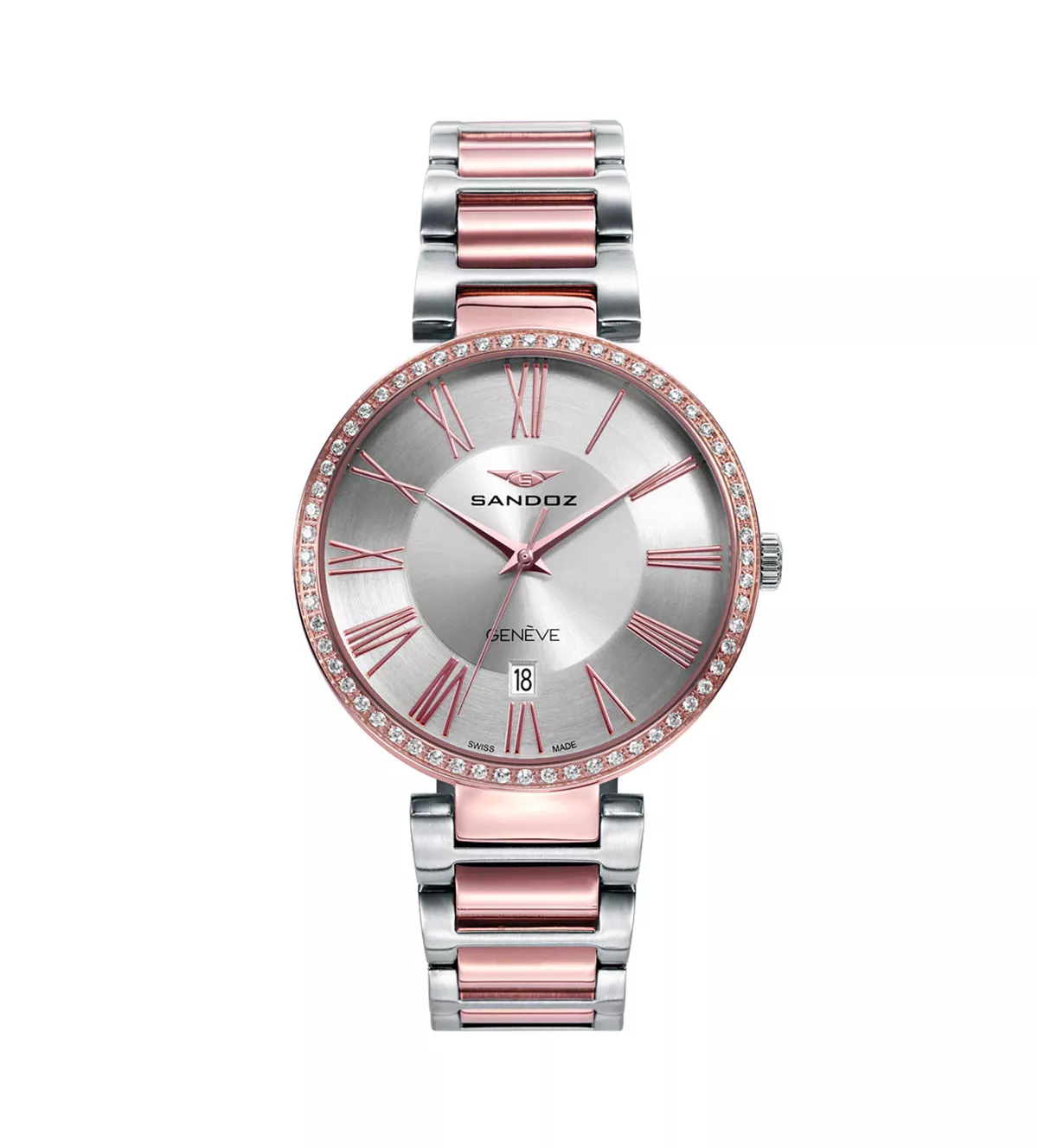 Reloj de acero bicolor con circonitas Sandoz Elle mujer 81364-83 Reloj de acero bicolor con circonitas Sandoz mujer 81364-83