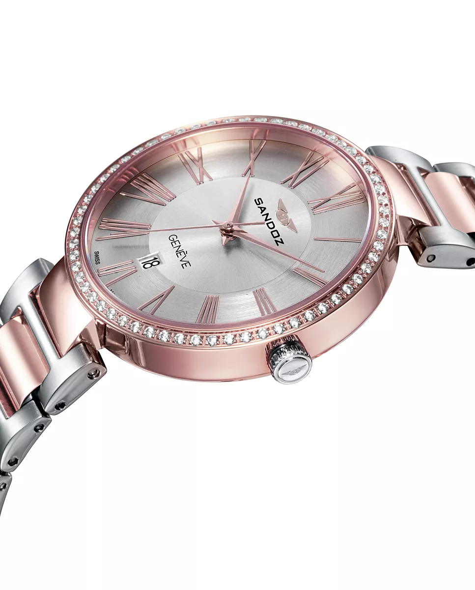 Reloj de acero bicolor con circonitas Sandoz Elle mujer 81364-83 Reloj de acero bicolor con circonitas Sandoz mujer 81364-83D