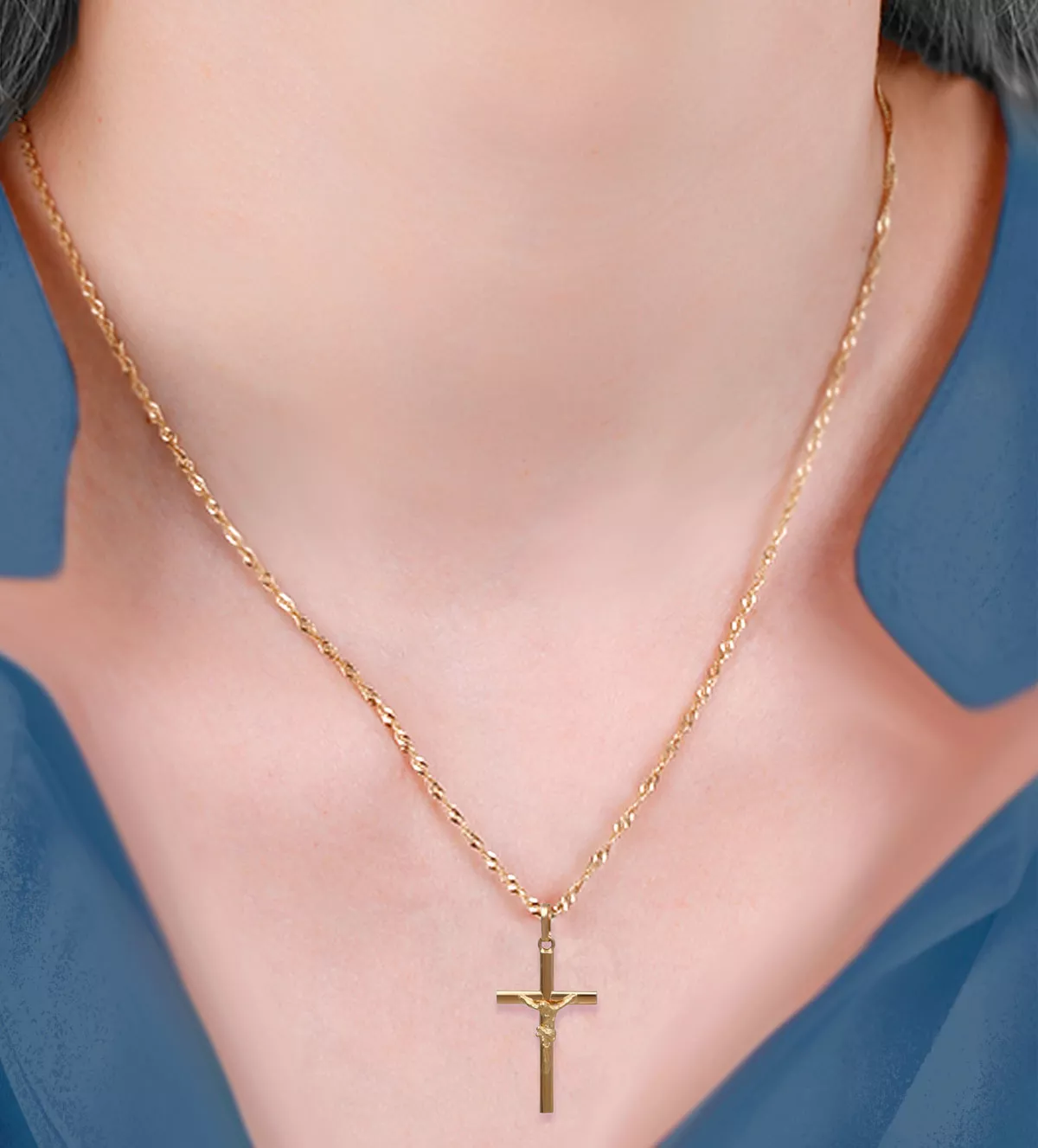 Cruz de oro amarillo 18kt crucifijo 002_6154-C Cruz de oro amarillo 18kt crucifijo 002_6154-C - Imagen 2