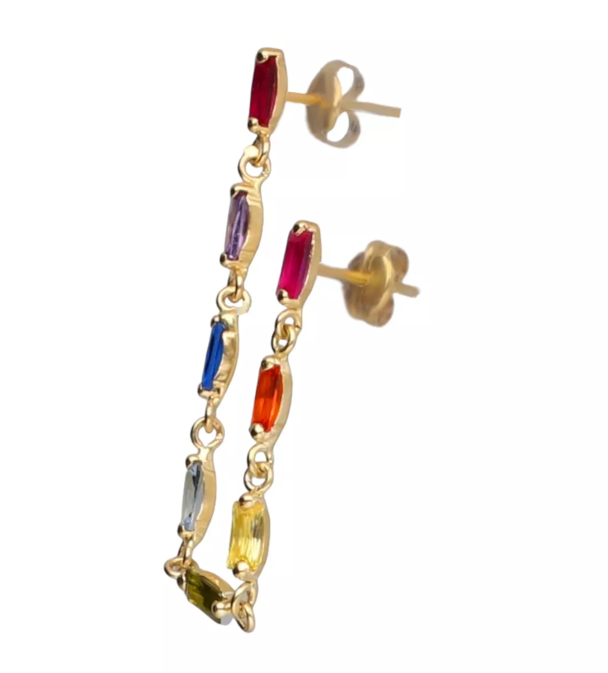 Pendiente oro 18 ktes Cascada de Arco Iris Dorado 002_56569-P - Imagen 4