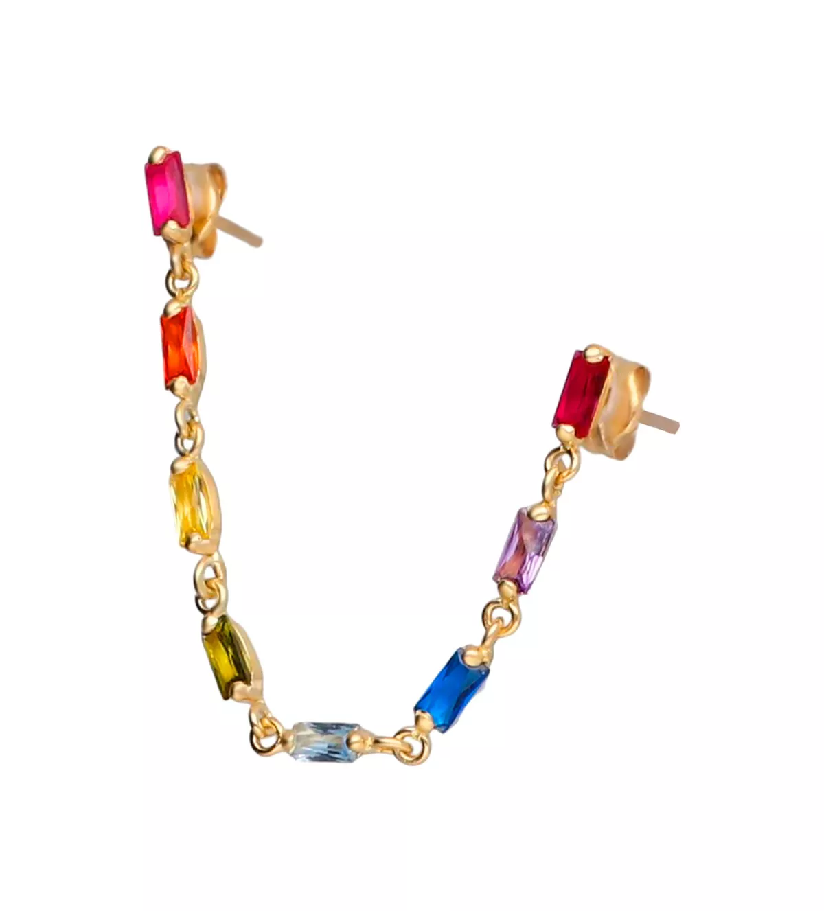 Pendiente oro 18 ktes Cascada de Arco Iris Dorado 002_56569-P - Imagen 2