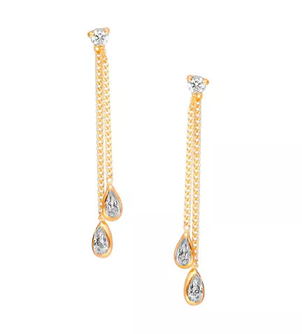 pendientes largos oro amarillo 18k con circones pera 002 56136 P