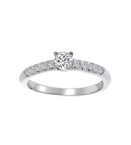 anillo de compromiso oro blanco con diamantes talla brillante