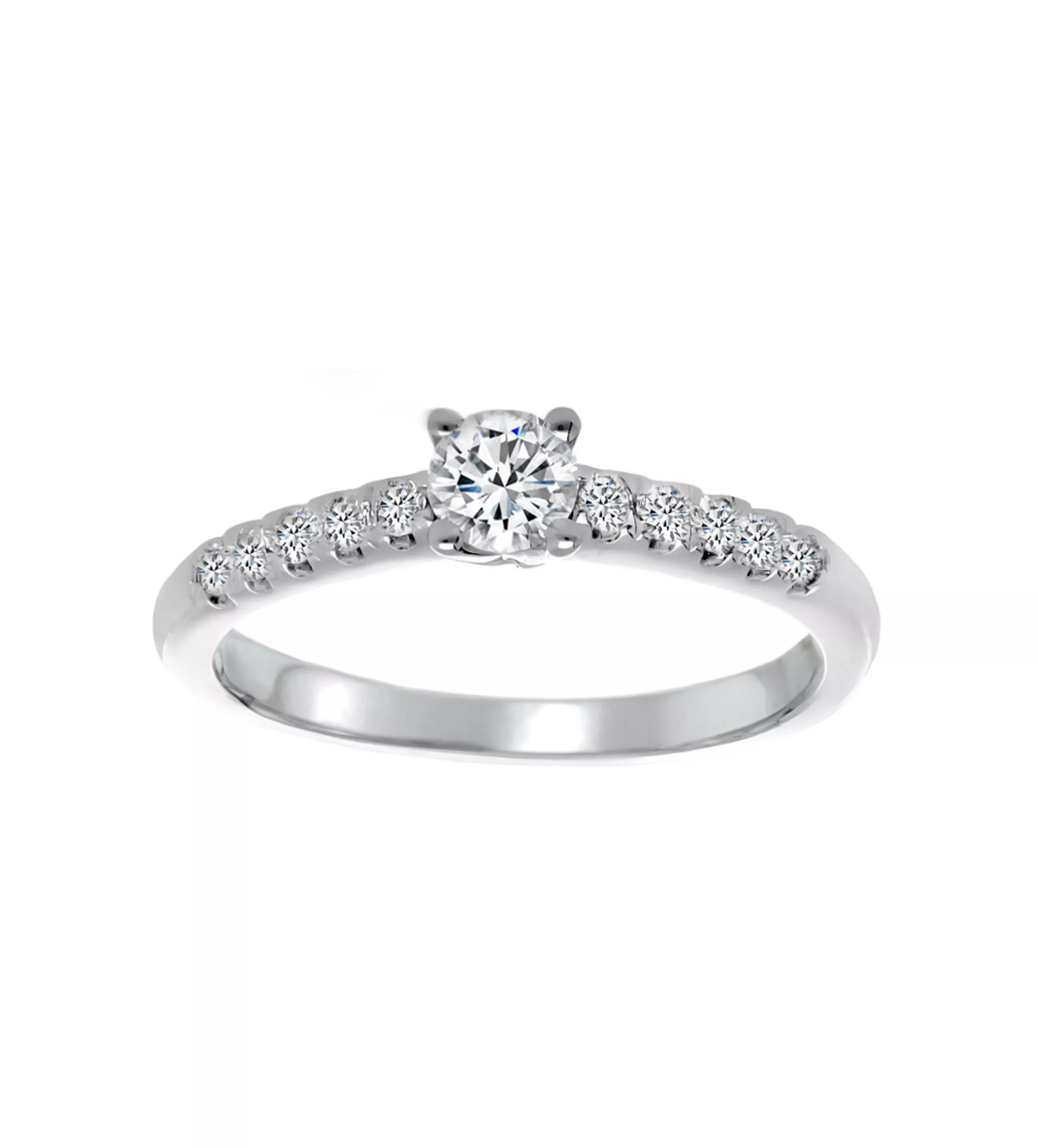 Anillo de compromiso oro blanco "Música de Luz" anillo de compromiso oro blanco con diamantes talla brillante