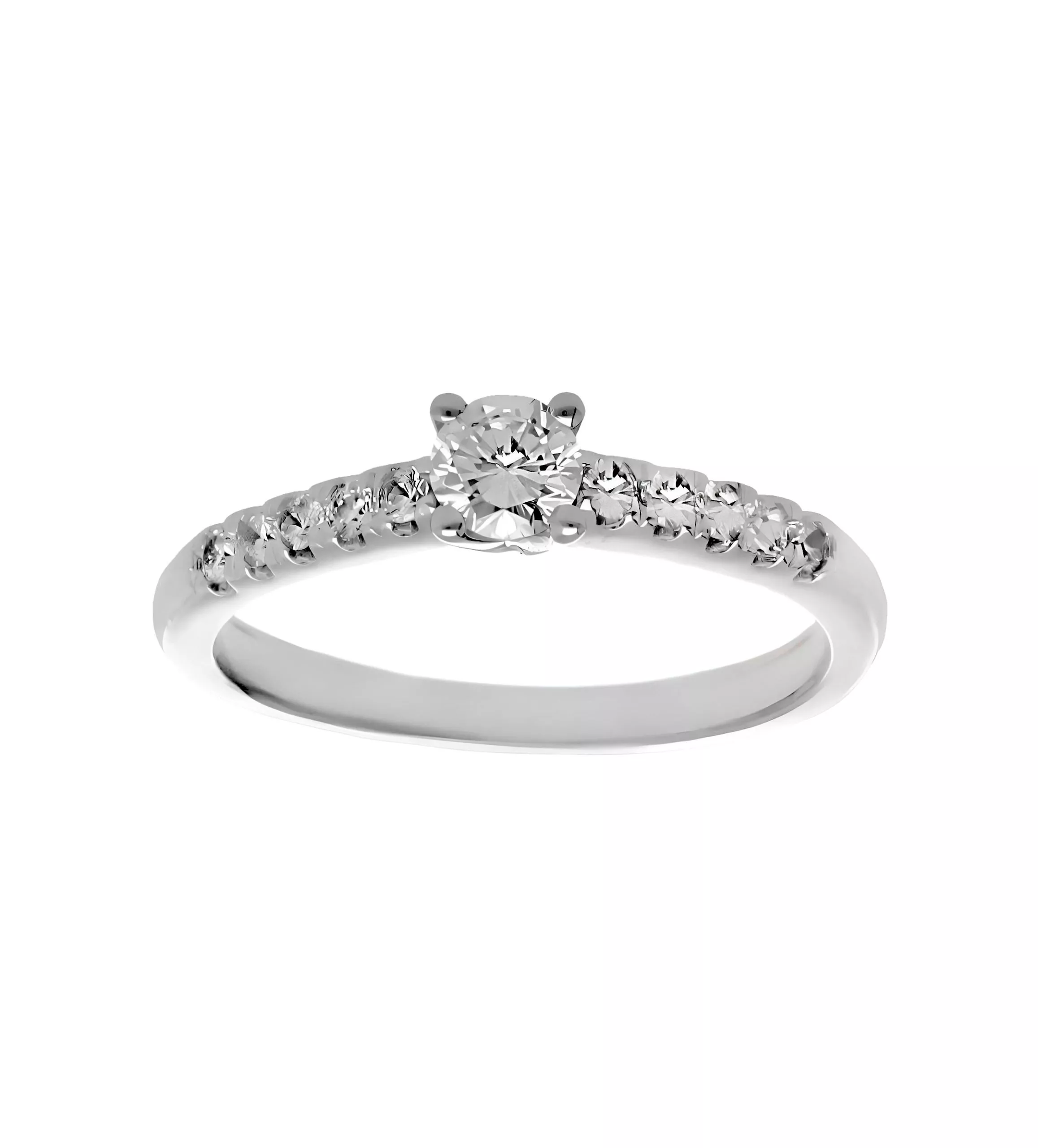 Anillo de compromiso oro blanco Sinfonía de Luz anillo de compromiso oro blanco 18k con diamantes talla brillante