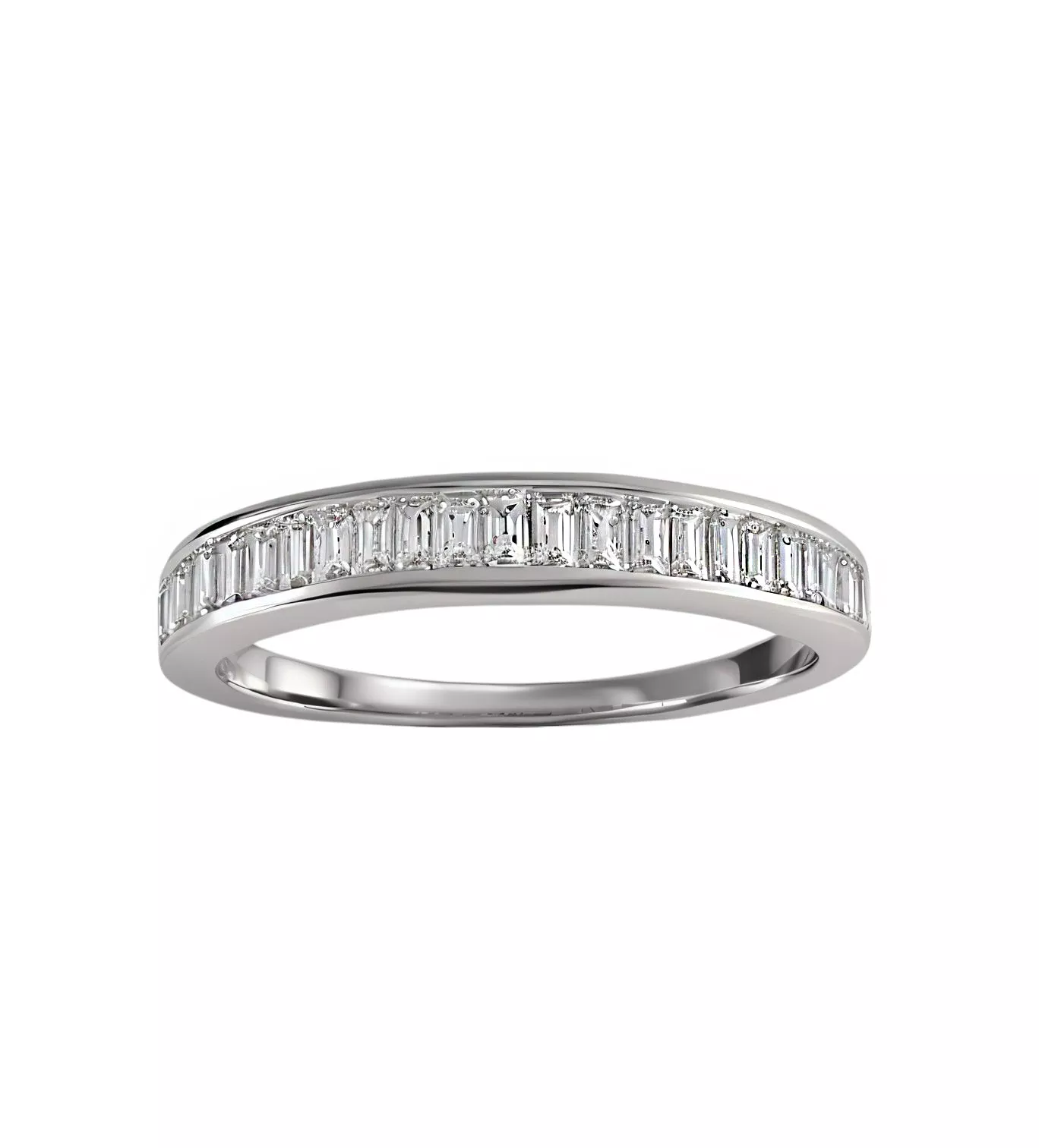 anillo de compromiso oro blanco 18 ktes con diamantes baguettes