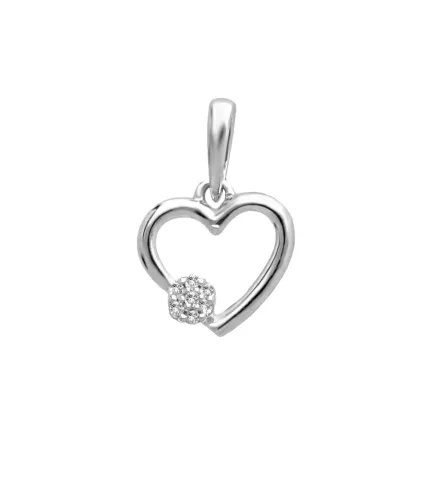 colgante de oro blanco con diamantes corazon