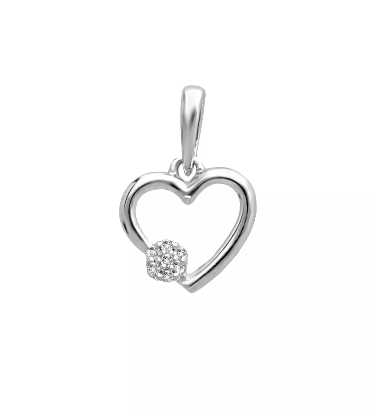 colgante de oro blanco con diamantes corazon