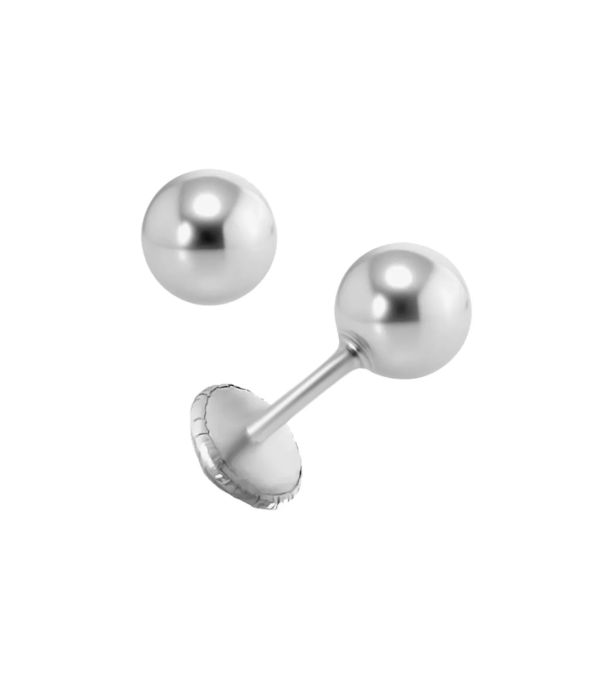 Pendientes de bebe oro blanco 18K bolas de 5 mm. pendientes-de-bebe-oro-blanco-289_0491015PB