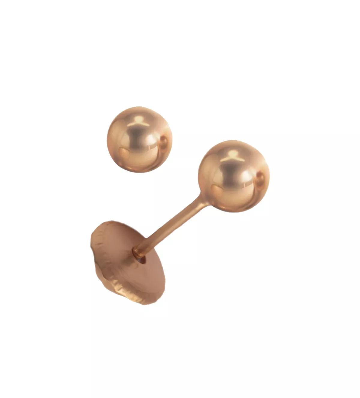 Pendientes de oro rosa 18 ktes bolas de 4 mm. Pendientes de oro rosa 18 ktes bolas de 4 mm. - Imagen 2