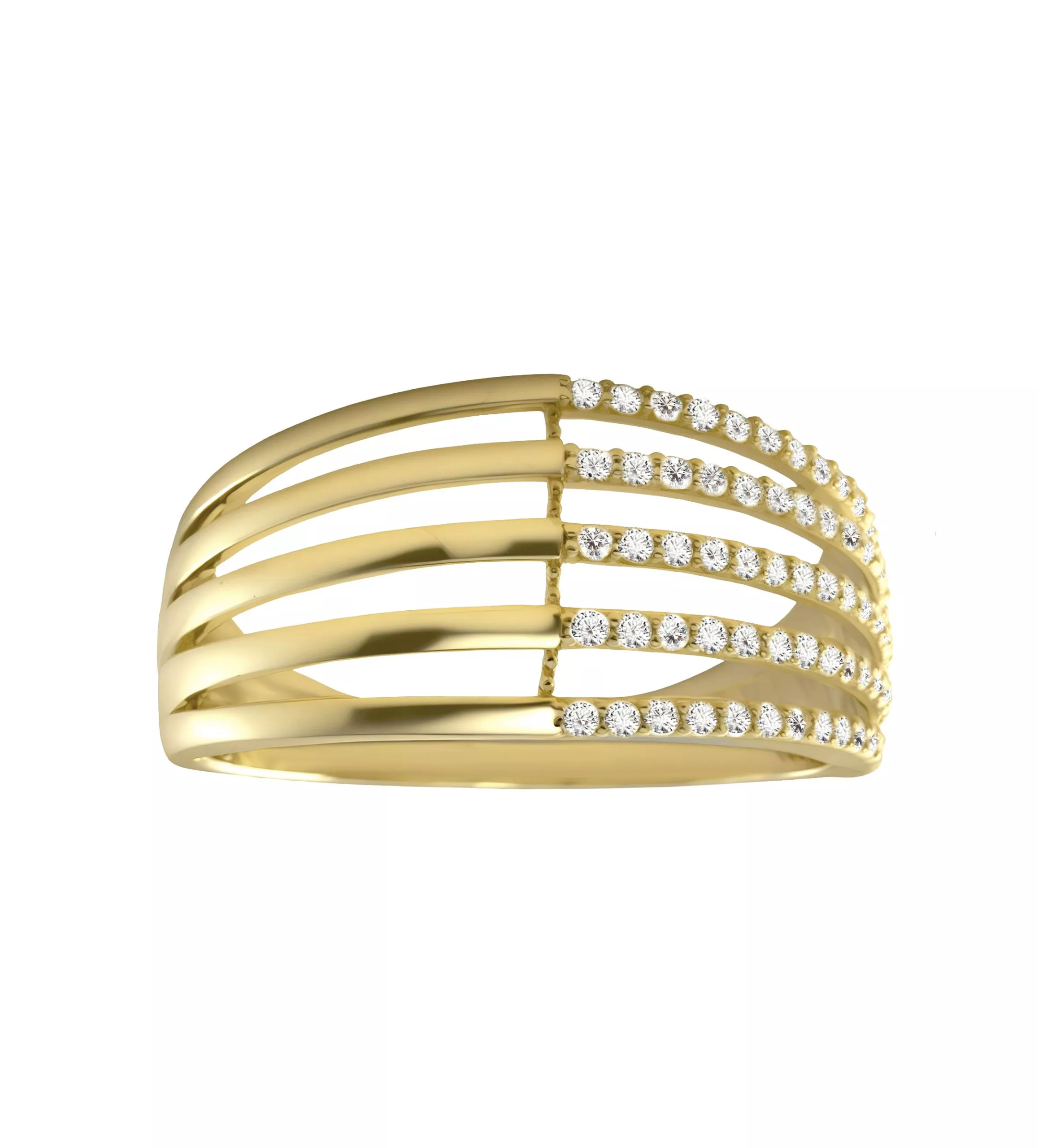 Anillo de oro amarillo 18k Jaula de Luz anillo de oro con circonitas