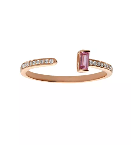 anillo Romance Rosa oro rosa 18 ktes diamantes y cuarzo rosa vista principal