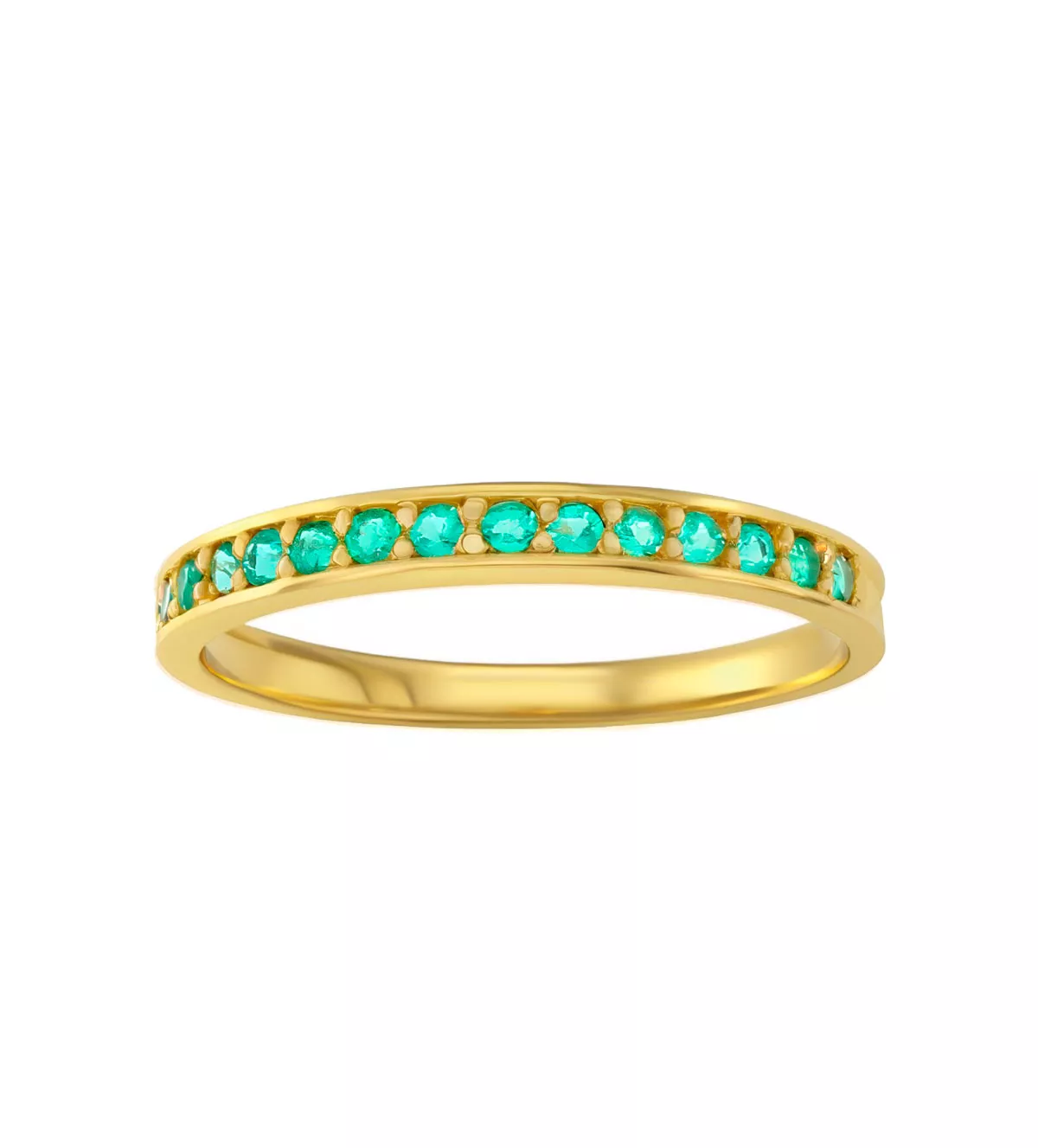 Anillo de oro amarillo 18K con esmeraldas Fondo Verde
