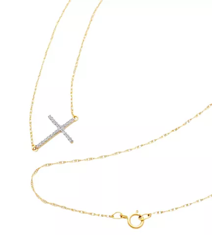 gargantilla de oro bicolor 18 ktes motivo cruz con brillantes