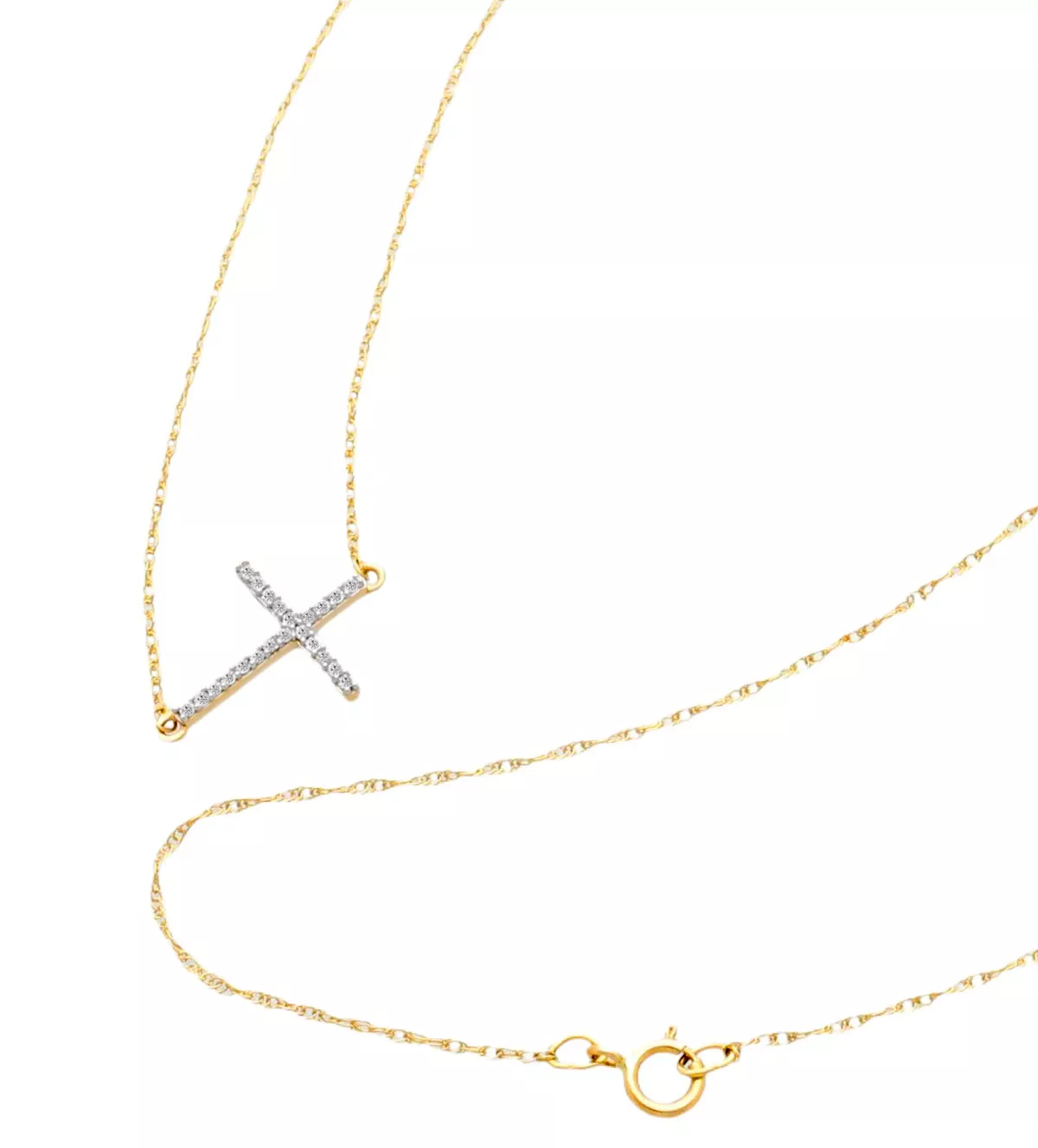 gargantilla de oro bicolor 18 ktes motivo cruz con brillantes