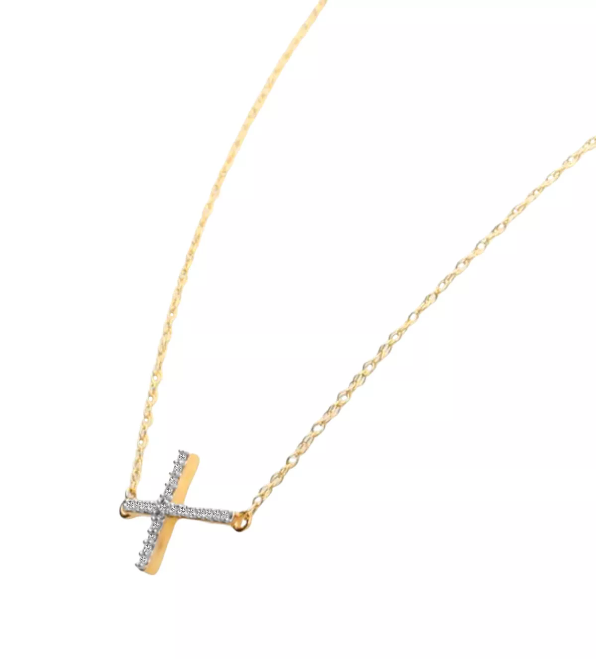 gargantilla de oro bicolor 18 ktes motivo cruz con brillante foto detalle