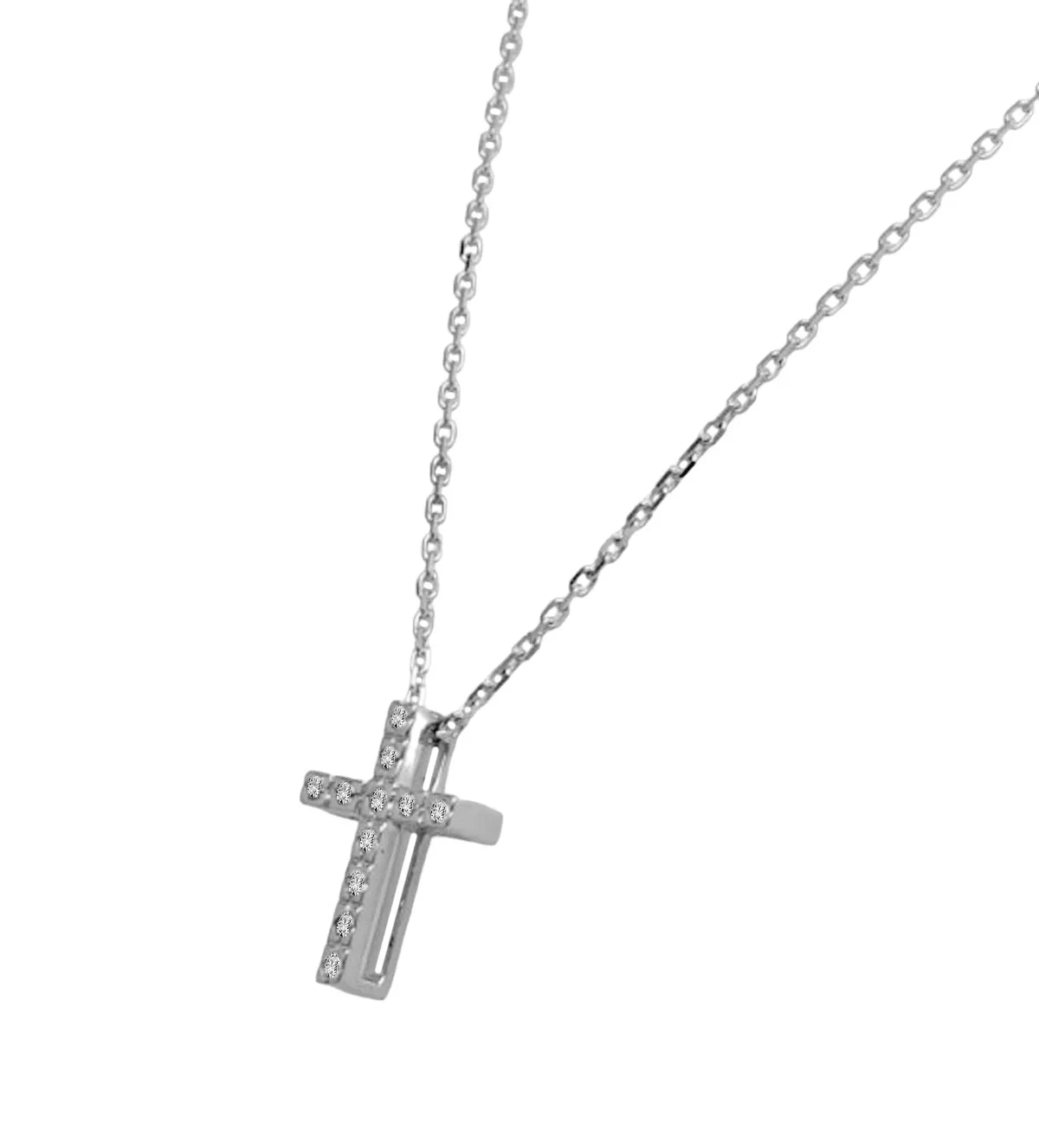 Gargantilla de oro blanco con diamantes "Pure Serenity" gargantilla de oro blanco con diamantes motivo cruz foto lateral