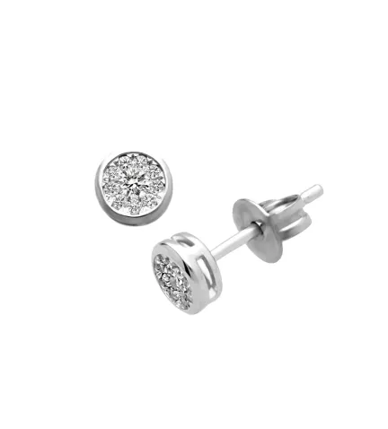 pendientes de oro blanco con diamantes engaste invisible foto lateral