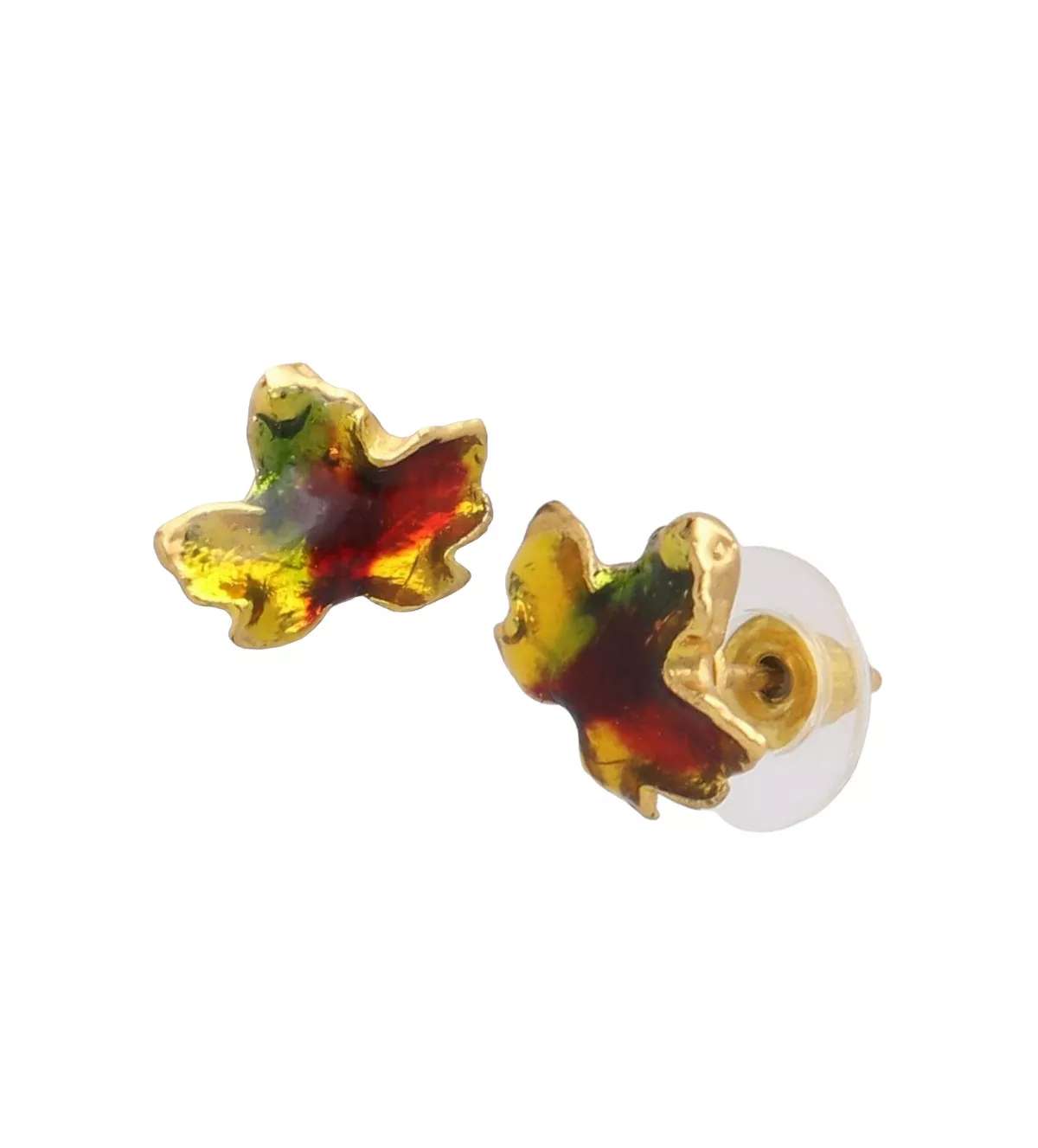 Pendientes hojas naturales metalizadas arce bañados en oro y esmaltados 270_ARCE-A-EM-2-2-P pendientes hojas naturales metalizadas de arce acabado oro y esmalte