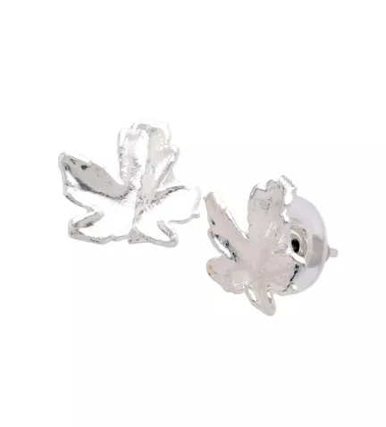 pendientes hojas naturales metalizadas bañados en plata hojas de arce