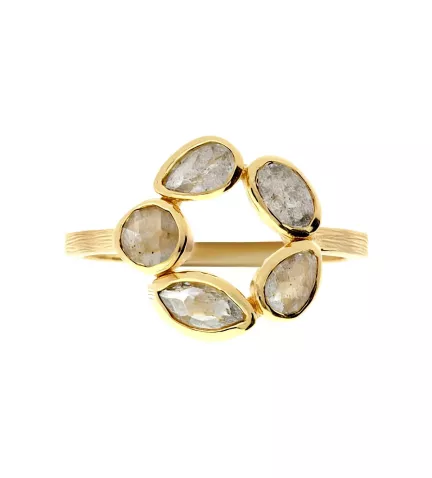 anillo de plata chapada con labradoritas