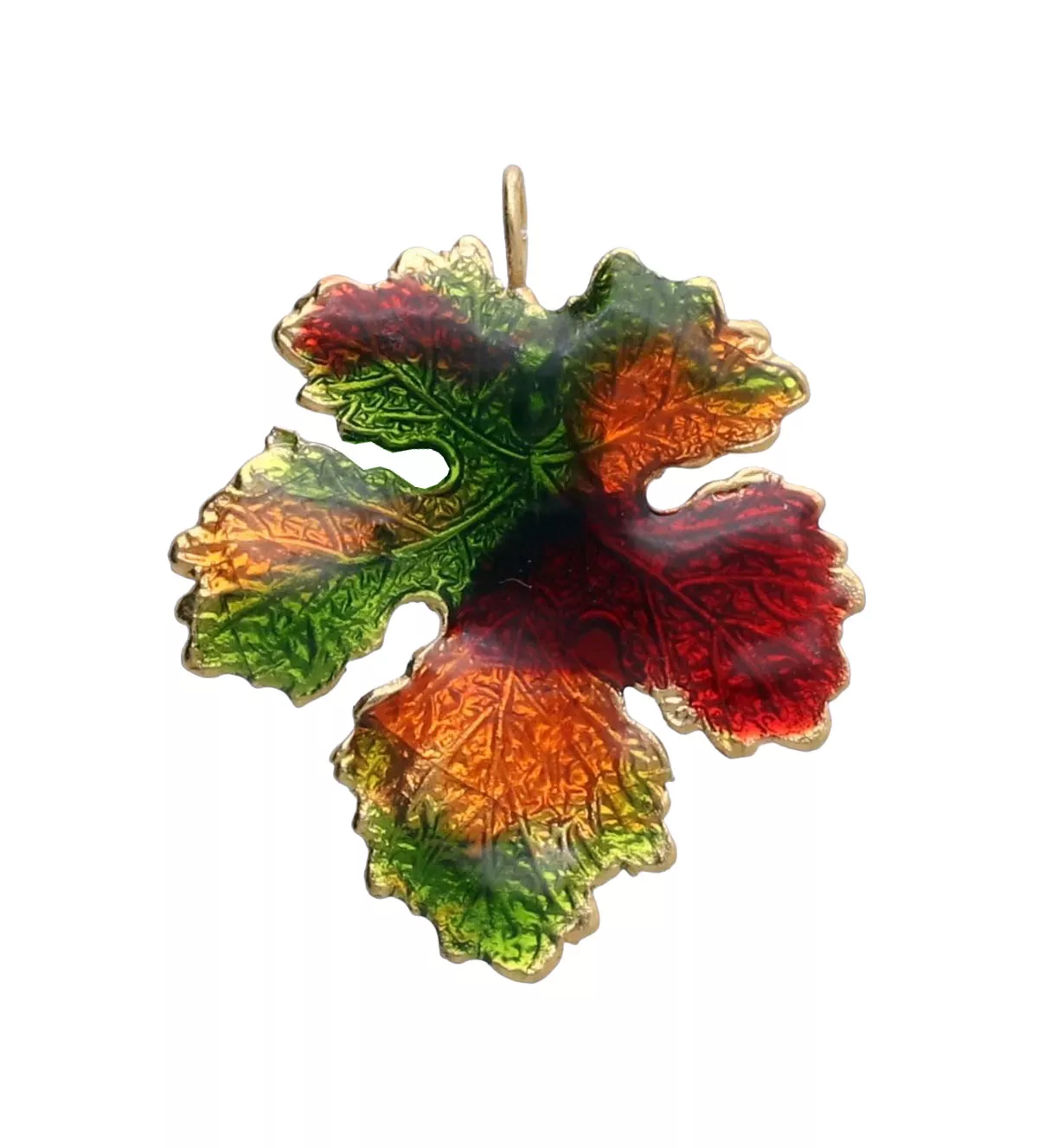 Colgante hoja natural metalizada Parra esmalte multicolor colgante hoja natural metalizada esmalte multicolor