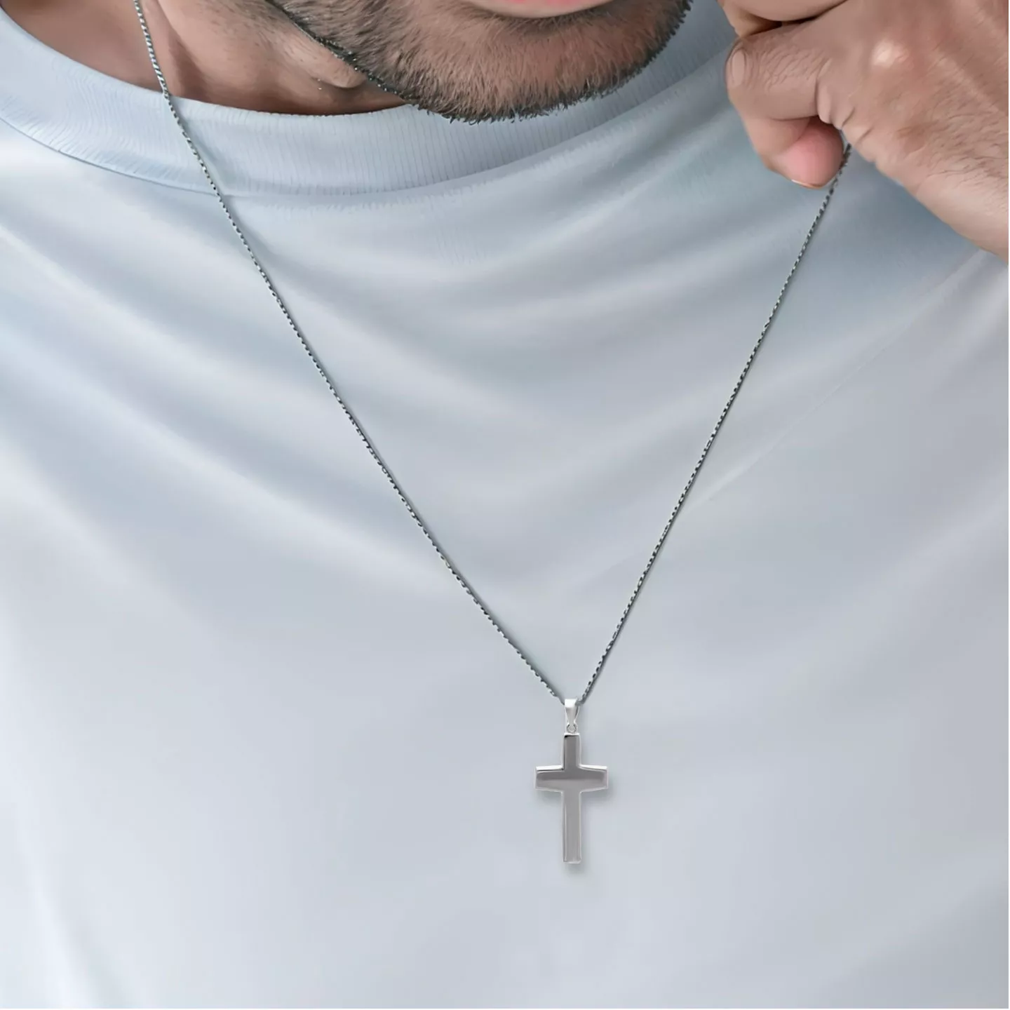 Cruz de plata "Senda Cruzada Two" cruz de plata para hombre foto modelo