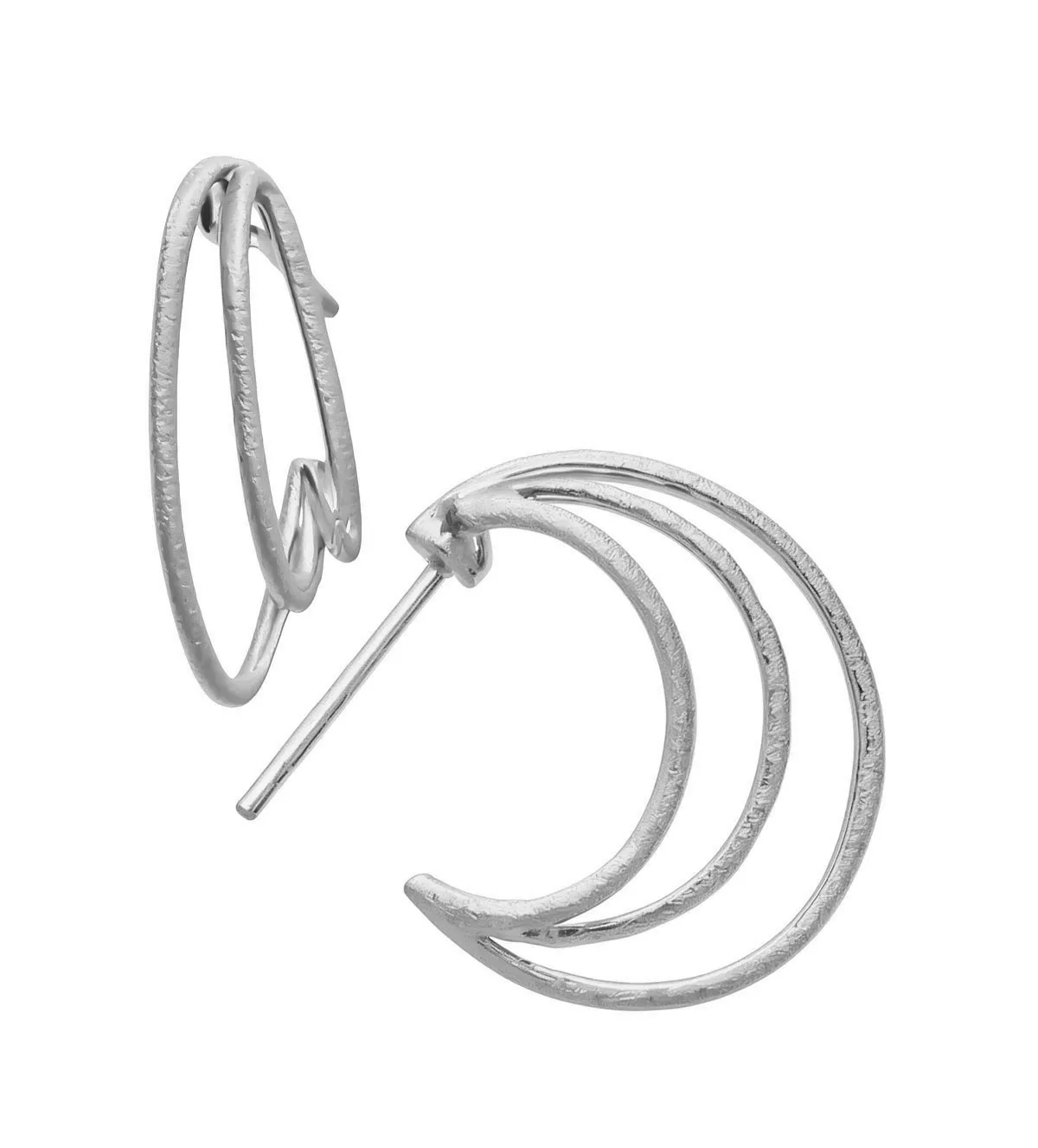 Pendientes de plata "Danza Aros Rústicos" pendientes de plata 3 aros en 1