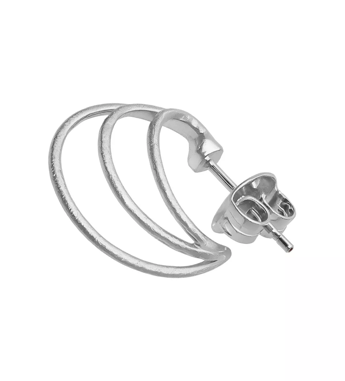 Pendientes de plata "Danza Aros Rústicos" pendientes de plata 3 aros en 1 foto detalle