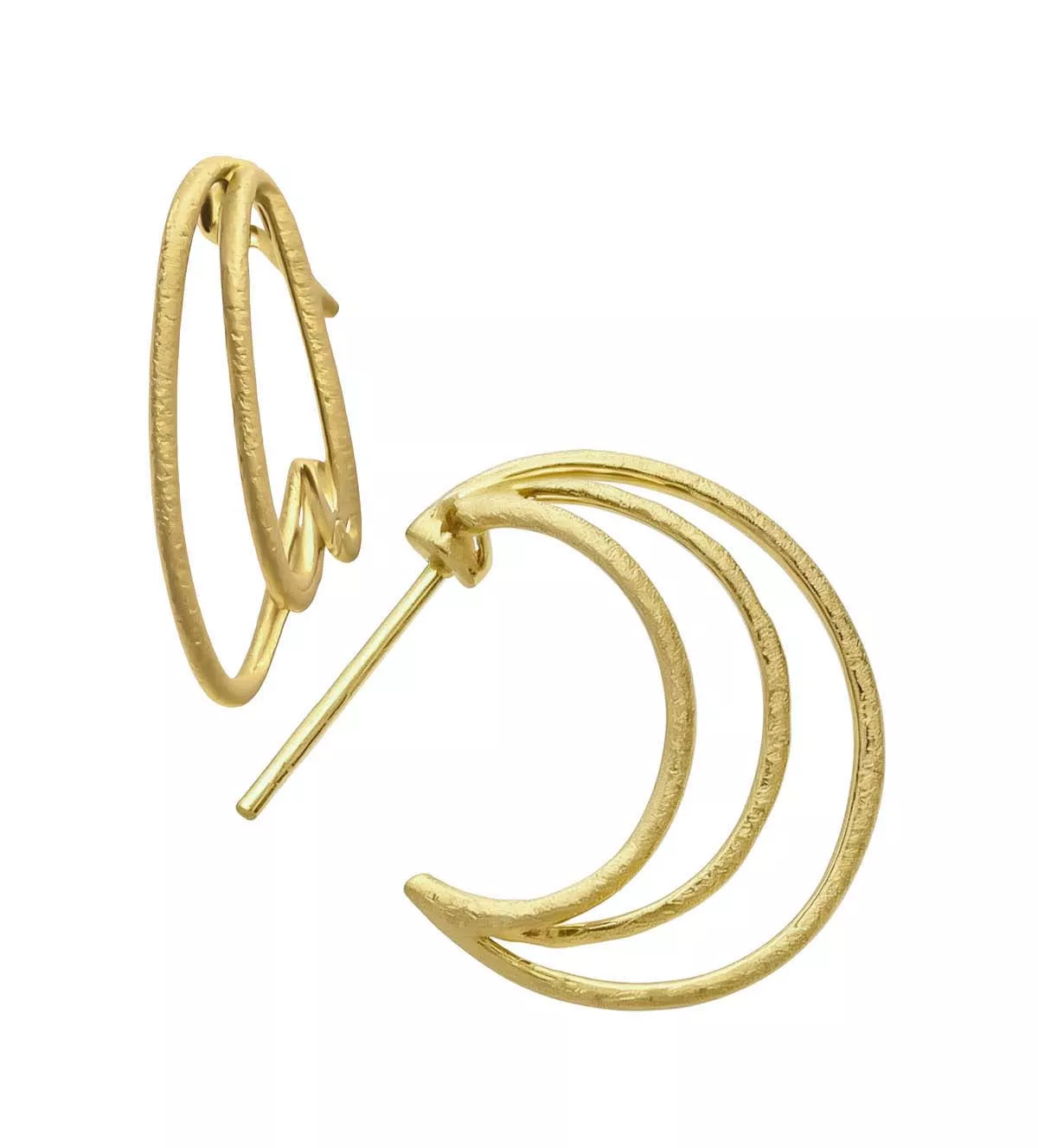 Pendientes de plata "Danza de Aros Rústicos Dorados" pendientes de plata chapada en oro