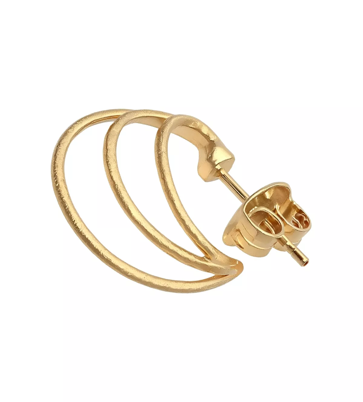 Pendientes de plata "Danza de Aros Rústicos Dorados" pendientes de plata chapada en oro detalle