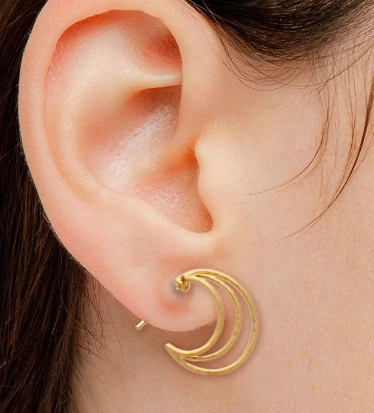 Pendientes de plata "Danza de Aros Rústicos Dorados" pendientes de plata chapada en oro mujer