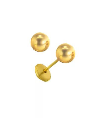 pendientes de oro bolas de 5 mm vista lateral