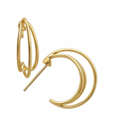 pendientes de plata chapada en oro danza de aros dorados