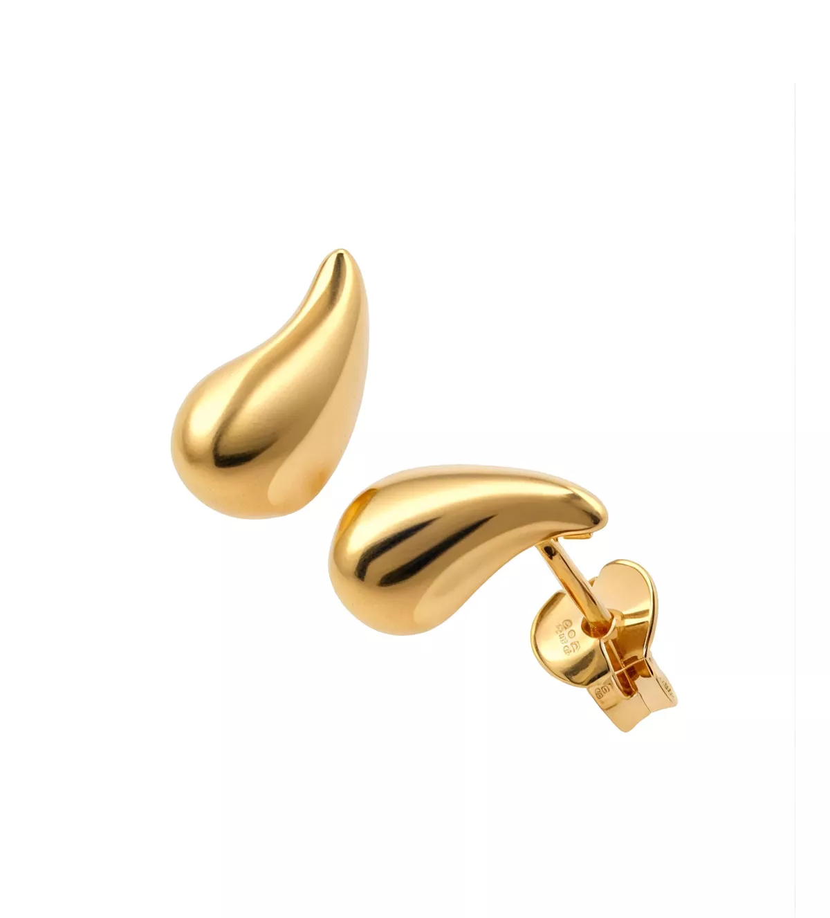 Pendientes de plata chapada "Lágrimas Doradas" pendientes de plata chapada lagrimas doradas foto frontal y lateral