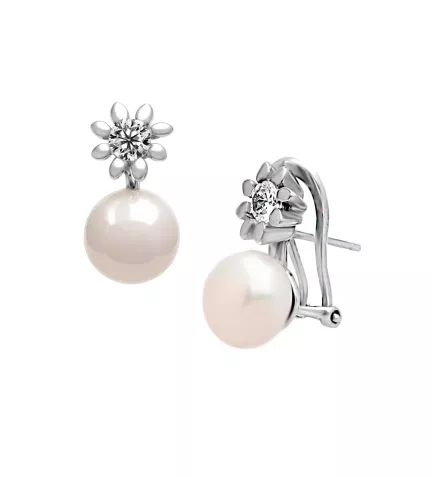 pendientes de plata con perlas cultivadas y circones foto lateral