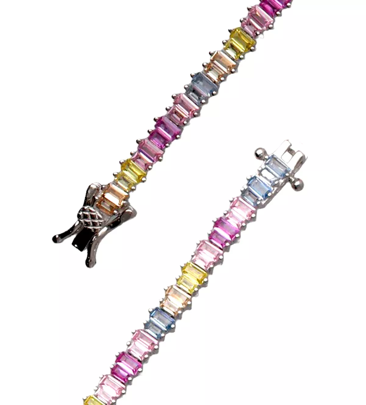 Pulsera de plata con símiles multicolores pulsera de plata con piedras multicolores toma detalle