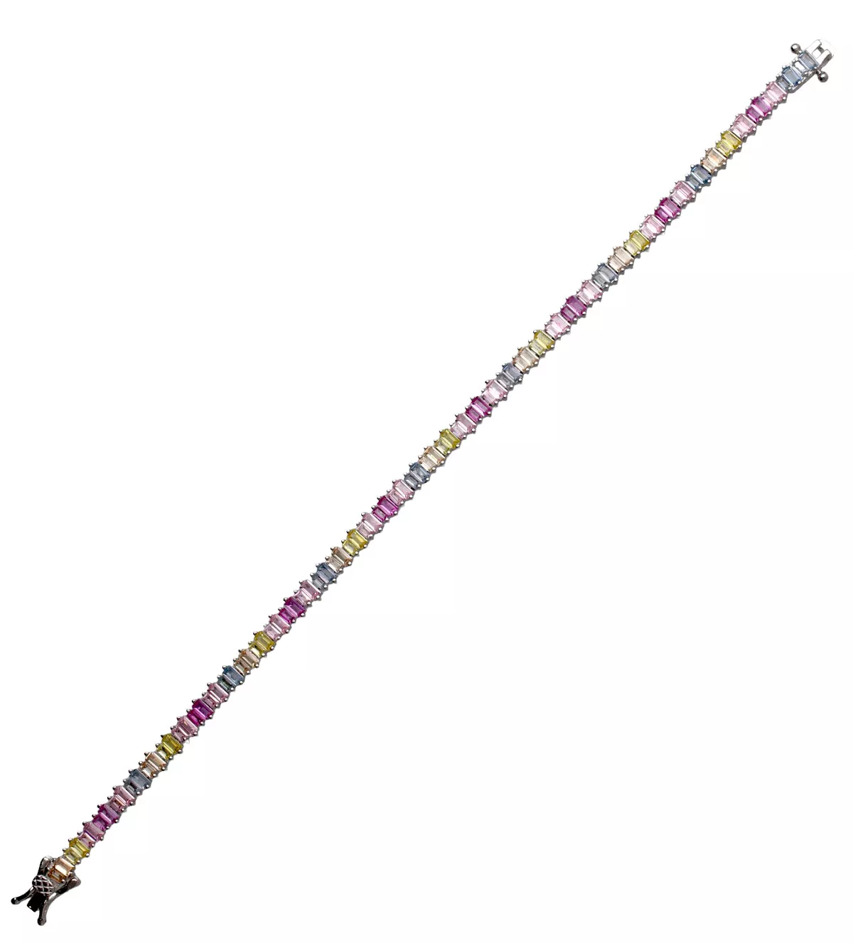 Pulsera de plata con símiles multicolores pulsera de plata con piedras multicolores toma extendida