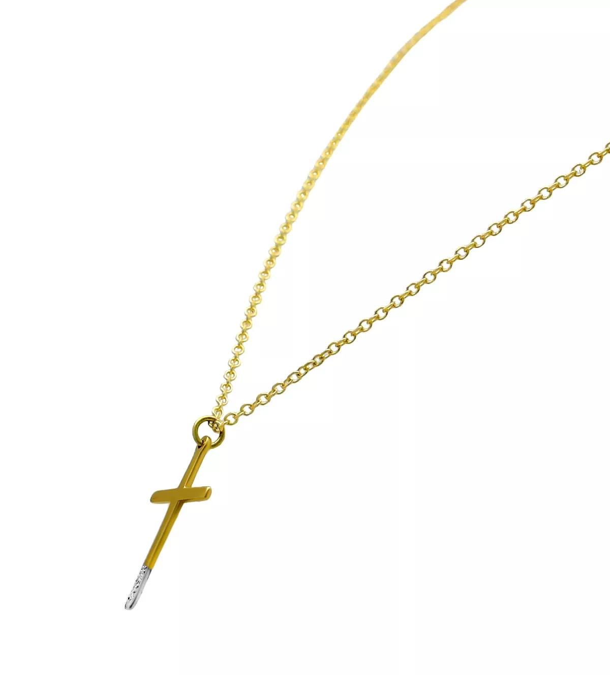 Gargantilla de oro con Cruz Latina "Cruxis" gargantilla de oro con diamante cruxis vista lateral