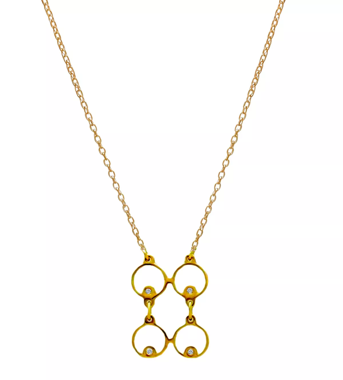 Gargantilla de oro 18k y diamantes "4 ojos" gargantilla de oro con diamantes