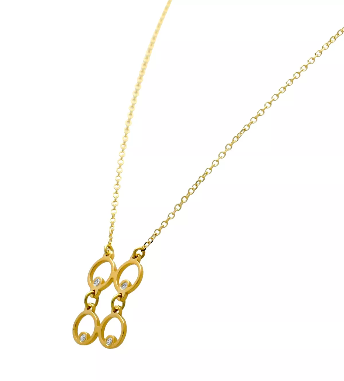 Gargantilla de oro 18k y diamantes "4 ojos" gargantilla de oro con diamantes foto lateral