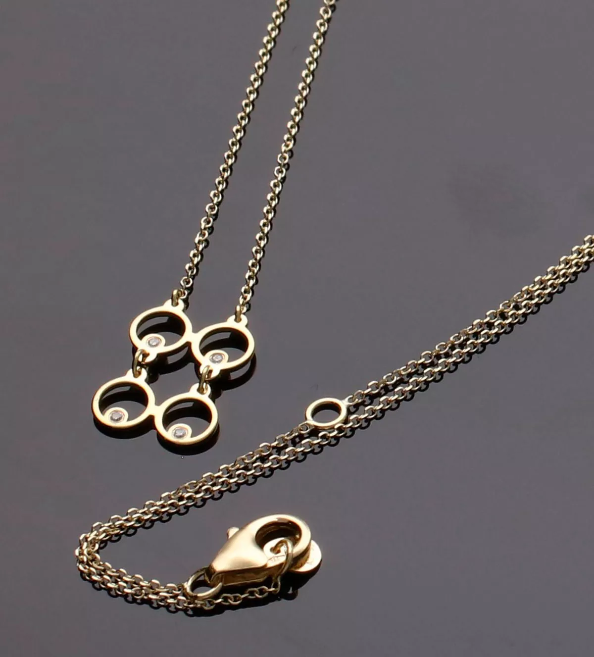 Gargantilla de oro 18k y diamantes "4 ojos" gargantilla de oro con diamantes foto sin retoques