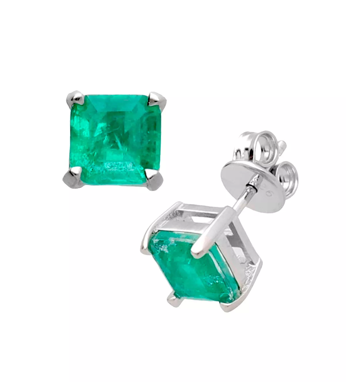 Pendientes de plata "Selva 7x7" pendiente de plata con turmalina foto lateral