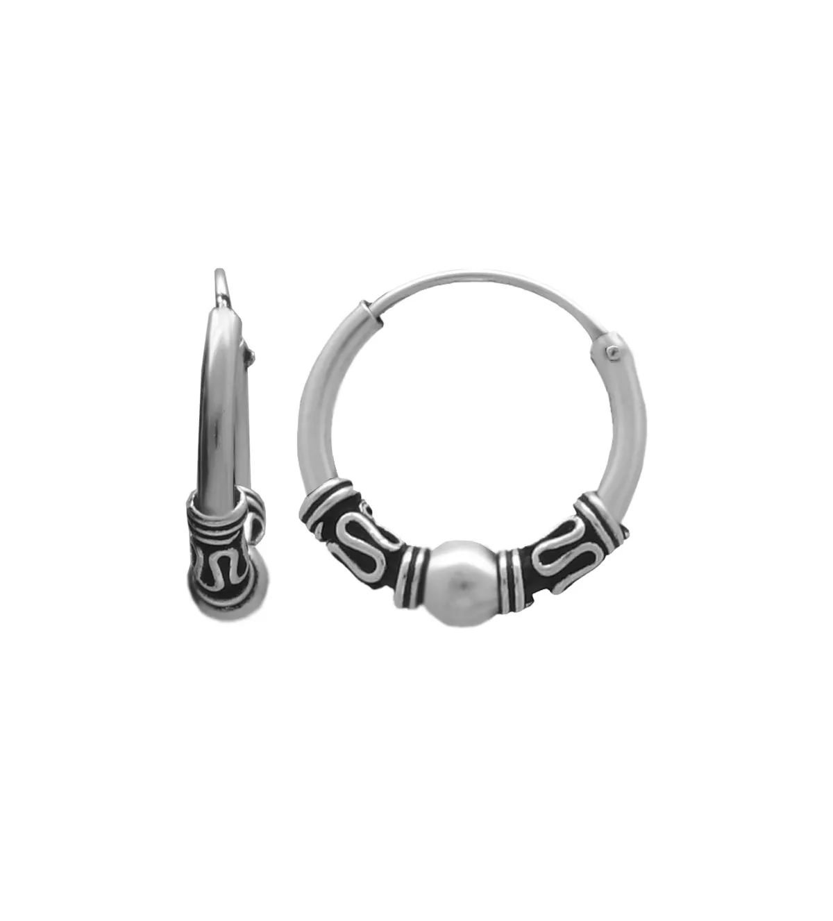 Pendientes de plata aro 12mm con gallones "Mistrio" pendientes de plata aros etnicos