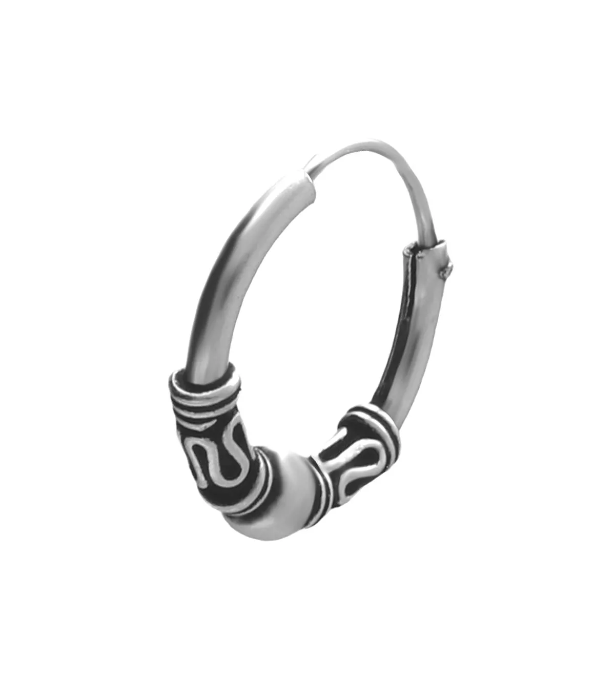 Pendientes de plata aro 12mm con gallones "Mistrio" pendientes de plata aros etnicos foto detalle