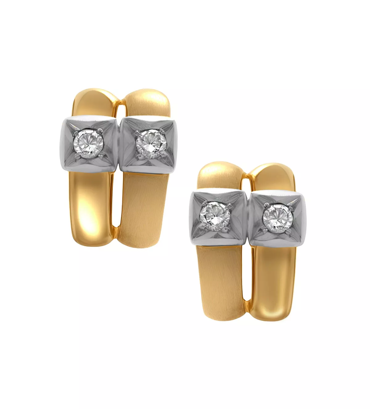 Pendientes de oro con circones "Bicolore" pendientes de oro bicolor con circonitas